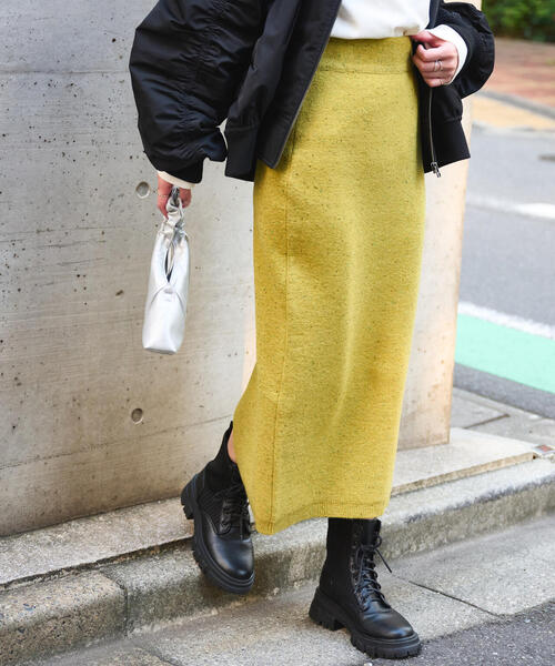 FREE'S MART（フリーズマート）の「◇ネップニットナロースカート（スカート・レディース・ブラック/ライトグリーン/パープル・SMALL/MEDIUM）」の4枚目の写真