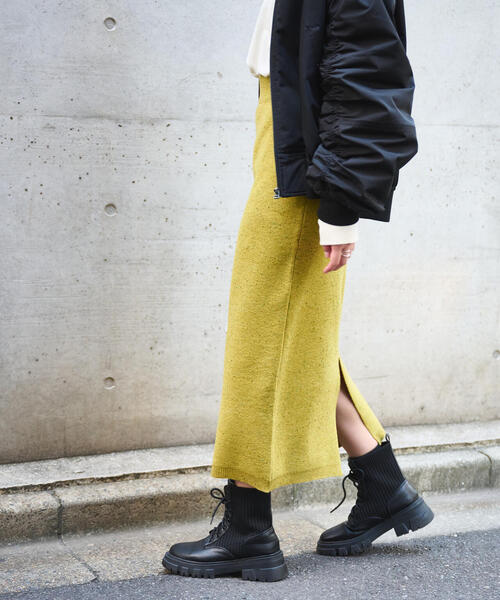 FREE'S MART（フリーズマート）の「◇ネップニットナロースカート（スカート・レディース・ブラック/ライトグリーン/パープル・SMALL/MEDIUM）」の5枚目の写真