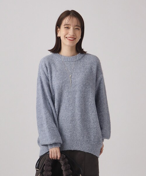SHOO・LA・RUE（シューラルー）の「◆【体型カバー】ふわふわブークレトップス（ニット/セーター・レディース・ブラウン系その他/イエロー/アイボリー/サックスブルー・00）」の5枚目の写真