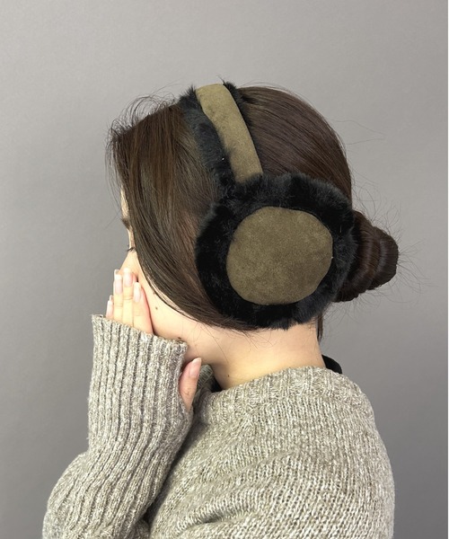 COMON＋（コモンプラス）の「ヘッドホン 型 もこもこ エコファー イヤーマフ（イヤーマフ・レディース・ベージュ/カーキ/ブラック/カーキ系2・FREE）」の4枚目の写真