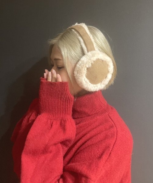 COMON＋（コモンプラス）の「ヘッドホン 型 もこもこ エコファー イヤーマフ（イヤーマフ・レディース・ベージュ/カーキ/ブラック/カーキ系2・FREE）」の3枚目の写真