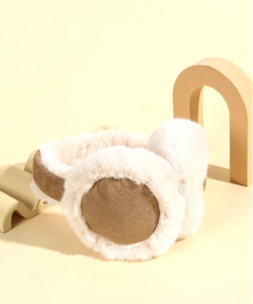 COMON＋（コモンプラス）の「ヘッドホン 型 もこもこ エコファー イヤーマフ（イヤーマフ・レディース・ベージュ/カーキ/ブラック/カーキ系2・FREE）」の5枚目の写真