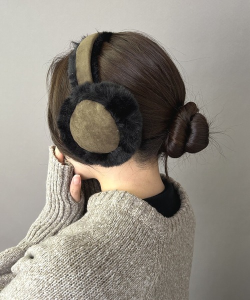 COMON＋（コモンプラス）の「ヘッドホン 型 もこもこ エコファー イヤーマフ（イヤーマフ・レディース・ベージュ/カーキ/ブラック/カーキ系2・FREE）」の16枚目の写真