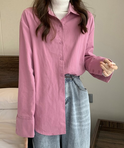 Girly Doll（ガーリードール）の「レギュラーカラーシャツ（シャツ/ブラウス・レディース・ホワイト/キャメル/ブルー/ピンク・FREE）」の19枚目の写真