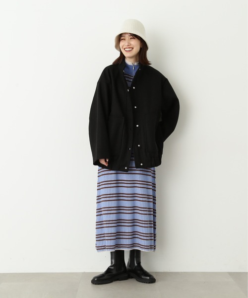 N.(N. Natural Beauty Basic)(エヌエヌナチュラルビューティーベーシック)の「【S Size Line】◆ジャージーメルトンスタジアムジャンパー(ブルゾン・レディース・杢グレー/ブラック・MEDIUM/SMALL)」の3枚目の写真