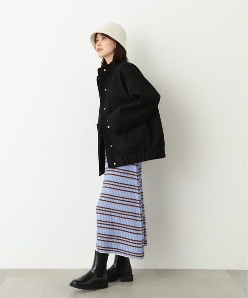 N.(N. Natural Beauty Basic)(エヌエヌナチュラルビューティーベーシック)の「【S Size Line】◆ジャージーメルトンスタジアムジャンパー(ブルゾン・レディース・杢グレー/ブラック・MEDIUM/SMALL)」の5枚目の写真