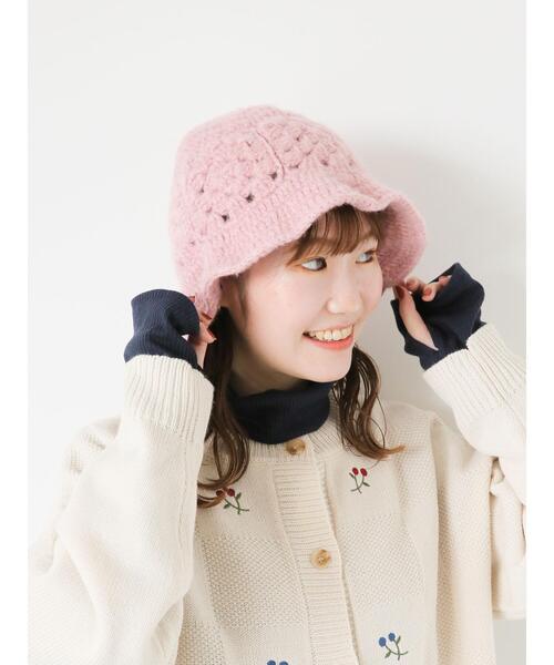 ehka sopo(エヘカソポ)の「かぎ針ニットハット(ハット・レディース・ピンク/グレー/キナリ・F)」の4枚目の写真