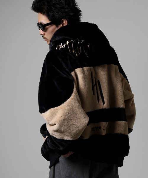 RE730(アールイーセブンサーティー)の「Eco fur color blouson / エコファー配色ブルゾン unisex(ブルゾン・メンズ・ブラック/グリーン/ピンク/ベージュ・L/M/XL)」の15枚目の写真