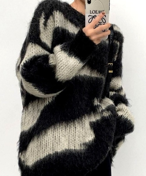 CANVAS+（キャンバスプラス）の「【CANVAS+】配色モヘアニットトップス（ニット/セーター）」 - WEAR