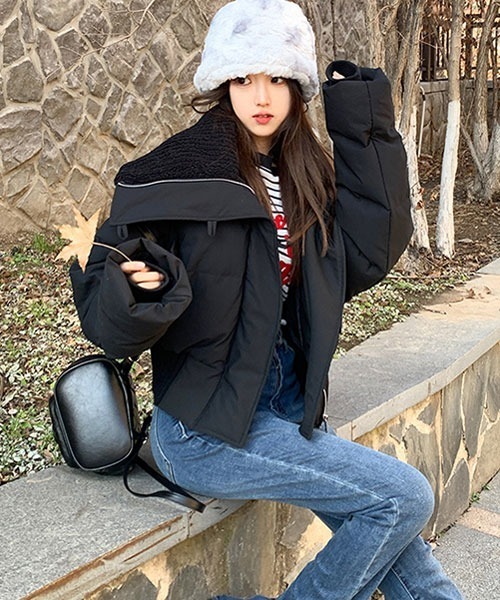 Mayree（メイリー）の「【Mayree】襟ボア ショート丈 中綿ジャケット