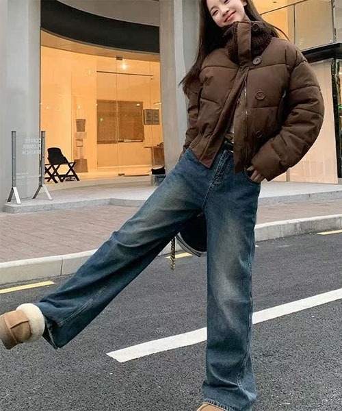 セール】【Mayree】襟ボア ショート丈 中綿ジャケット アウター