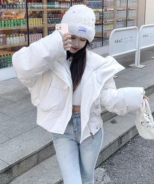 セール】【Mayree】襟ボア ショート丈 中綿ジャケット アウター