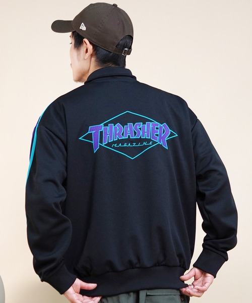 THRASHER（スラッシャー）の「【ムラサキスポーツ別注】THRASHER/スラッシャー トラックジャケット ビッグシルエット スポーツミックス THM-24SPJKT01（ジャージ・メンズ・ブラウン/ブラック・M/L/XL）」の9枚目の写真