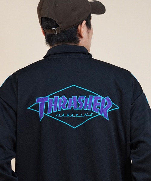 THRASHER（スラッシャー）の「【ムラサキスポーツ別注】THRASHER/スラッシャー トラックジャケット ビッグシルエット スポーツミックス THM-24SPJKT01（ジャージ・メンズ・ブラウン/ブラック・M/L/XL）」の15枚目の写真