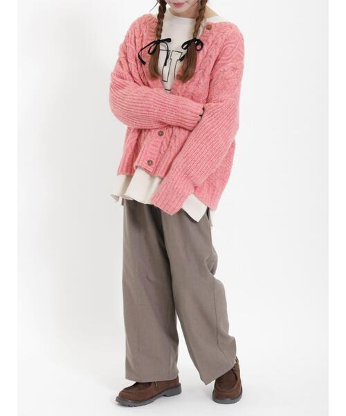 Samansa Mos2（サマンサ モスモス）の「【保温加工】タックストレートパンツ（その他パンツ・レディース・ブラック/チャコールグレー/キナリ/モカ・F）」の6枚目の写真