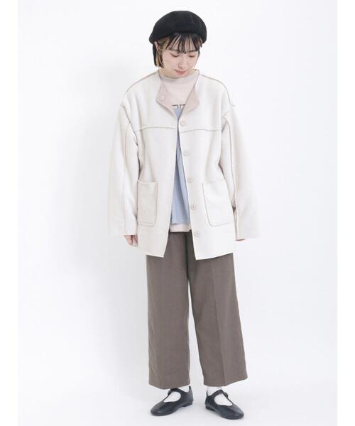 Samansa Mos2（サマンサ モスモス）の「【保温加工】タックストレートパンツ（その他パンツ・レディース・ブラック/チャコールグレー/キナリ/モカ・F）」の10枚目の写真