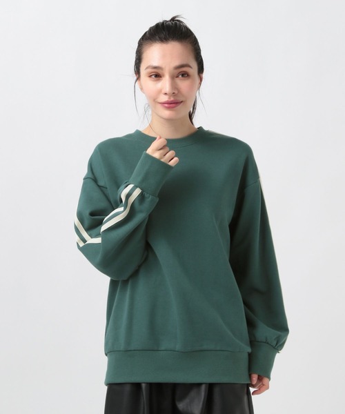 BAYFLOW(ベイフロー)の「【選べる着丈】トラックラインプルオーバー(スウェット・レディース・アイボリー/ブラック/グリーン・SMALL/MEDIUM)」の6枚目の写真