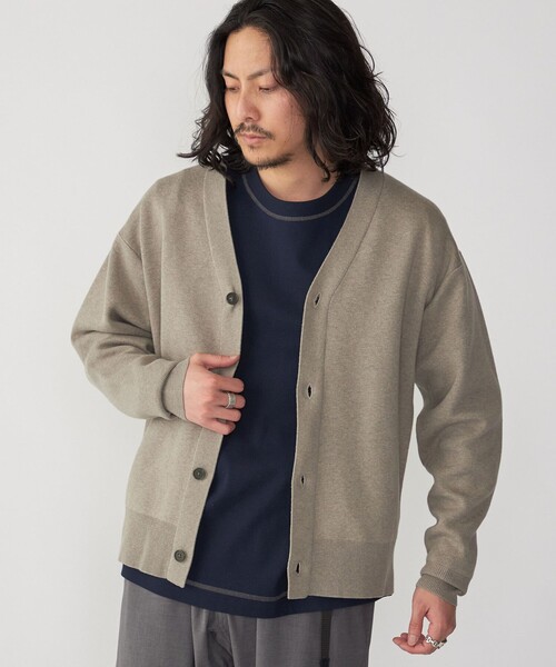 SHIPS（シップス）の「SHIPS: 〈手洗い可能〉 ダブルフェイス コットン カシミヤ Vネック カーディガン（カーディガン/ボレロ・メンズ・キャメル/ブラック/ダークグレー・MEDIUM/LARGE/SMALL/X-LARGE）」の3枚目の写真