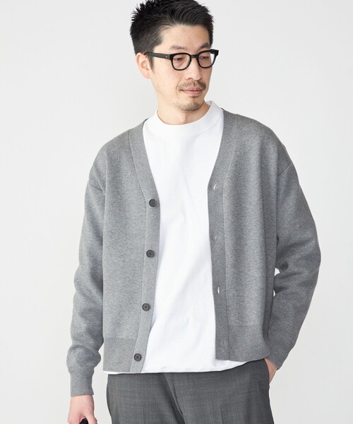 SHIPS（シップス）の「SHIPS: 〈手洗い可能〉 ダブルフェイス コットン カシミヤ Vネック カーディガン（カーディガン/ボレロ・メンズ・キャメル/ブラック/ダークグレー・MEDIUM/LARGE/SMALL/X-LARGE）」の2枚目の写真