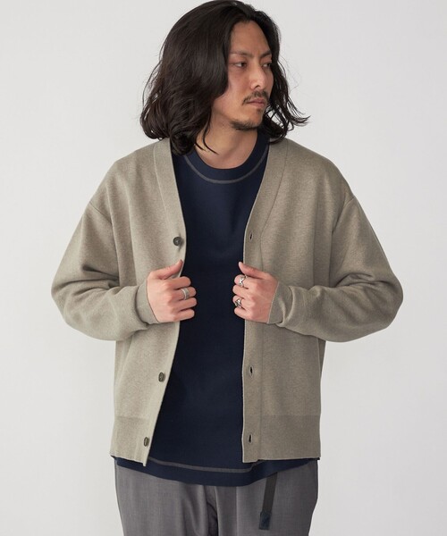 SHIPS（シップス）の「SHIPS: 〈手洗い可能〉 ダブルフェイス コットン カシミヤ Vネック カーディガン（カーディガン/ボレロ・メンズ・キャメル/ブラック/ダークグレー・MEDIUM/LARGE/SMALL/X-LARGE）」の12枚目の写真