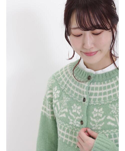 Samansa Mos2（サマンサ モスモス）の「花柄ジャカードニットカーディガン（カーディガン/ボレロ・レディース・ピンク/ベージュ/モカ/ミント・F）」の11枚目の写真
