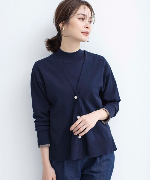 組曲(クミキョク)の「【2SET・WEB限定】パールボタン配色フリルツイン セット(アンサンブル・レディース・ネイビー系/アイボリー系/ライトグレー系・3/2)」の21枚目の写真
