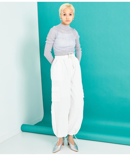 Settimissimo（セッティミッシモ）の「シアーリブ ボトルネック プルオーバー 長袖（Tシャツ/カットソー・レディース・グレー/ミント/ブラック・FREE）」の15枚目の写真