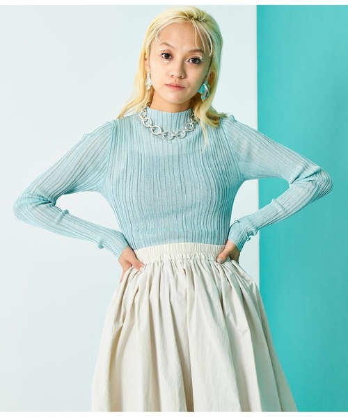 Settimissimo（セッティミッシモ）の「シアーリブ ボトルネック プルオーバー 長袖（Tシャツ/カットソー・レディース・グレー/ミント/ブラック・FREE）」の18枚目の写真