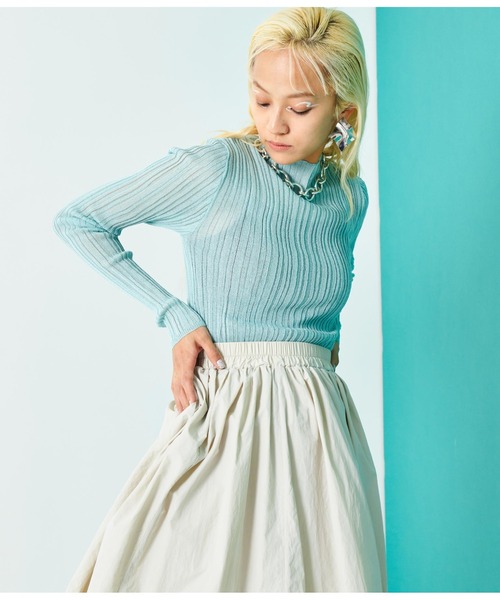 Settimissimo（セッティミッシモ）の「シアーリブ ボトルネック プルオーバー 長袖（Tシャツ/カットソー・レディース・グレー/ミント/ブラック・FREE）」の19枚目の写真