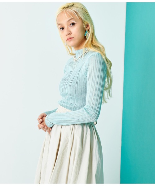 Settimissimo（セッティミッシモ）の「シアーリブ ボトルネック プルオーバー 長袖（Tシャツ/カットソー・レディース・グレー/ミント/ブラック・FREE）」の20枚目の写真