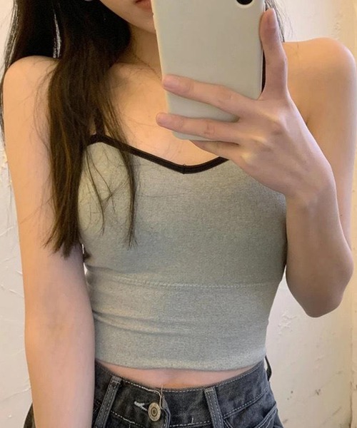 Lace Ladies(レースレディース)の「ダブルストラップベーシックハーフトップ(キャミソール・レディース・ホワイト/グレー/ブラック・FREE)」の12枚目の写真