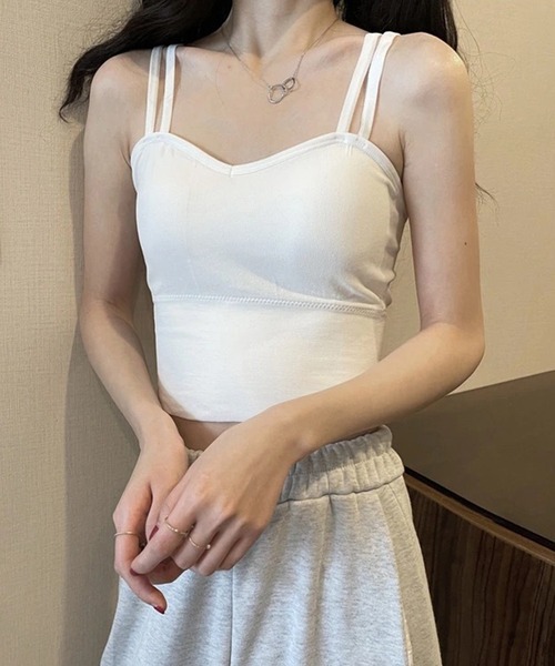 Lace Ladies(レースレディース)の「ダブルストラップベーシックハーフトップ(キャミソール・レディース・ホワイト/グレー/ブラック・FREE)」の14枚目の写真