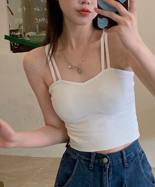 Lace Ladies(レースレディース)の「ダブルストラップベーシックハーフトップ(キャミソール・レディース・ホワイト/グレー/ブラック・FREE)」の16枚目の写真