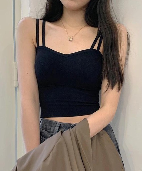 Lace Ladies(レースレディース)の「ダブルストラップベーシックハーフトップ(キャミソール・レディース・ホワイト/グレー/ブラック・FREE)」の18枚目の写真