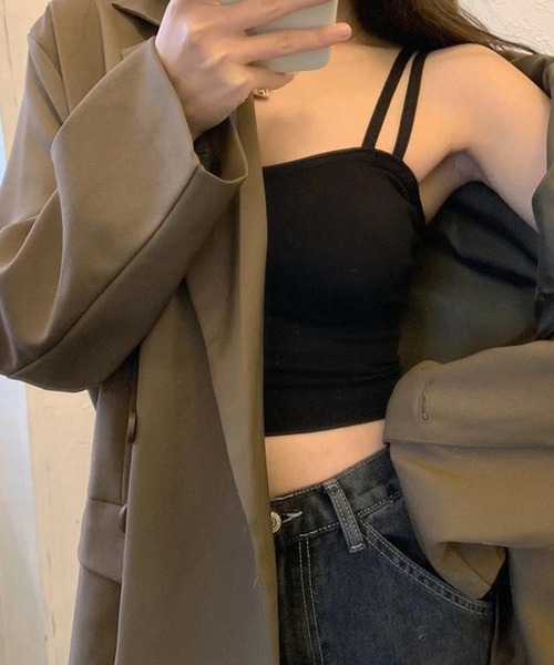 Lace Ladies(レースレディース)の「ダブルストラップベーシックハーフトップ(キャミソール・レディース・ホワイト/グレー/ブラック・FREE)」の21枚目の写真