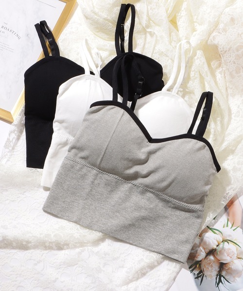 Lace Ladies(レースレディース)の「ダブルストラップベーシックハーフトップ(キャミソール・レディース・ホワイト/グレー/ブラック・FREE)」の4枚目の写真