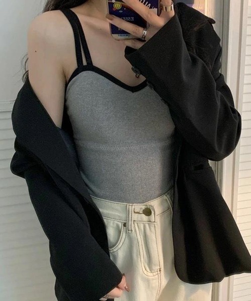 Lace Ladies(レースレディース)の「ダブルストラップベーシックハーフトップ(キャミソール・レディース・ホワイト/グレー/ブラック・FREE)」の9枚目の写真