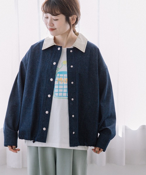 POU DOU DOU（プードゥドゥ）の「配色衿カバーオール（カバーオール・レディース・ブルー/インディゴブルー/キナリ・3）」の3枚目の写真