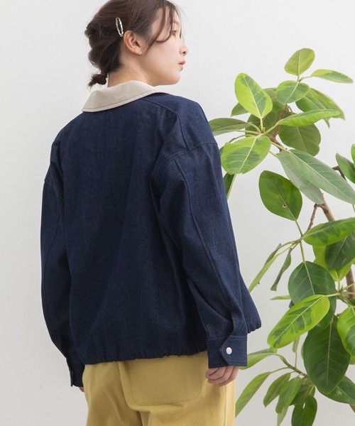 POU DOU DOU（プードゥドゥ）の「配色衿カバーオール（カバーオール・レディース・ブルー/インディゴブルー/キナリ・3）」の19枚目の写真