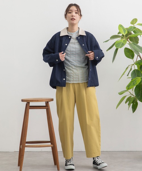 POU DOU DOU（プードゥドゥ）の「配色衿カバーオール（カバーオール・レディース・ブルー/インディゴブルー/キナリ・3）」の10枚目の写真