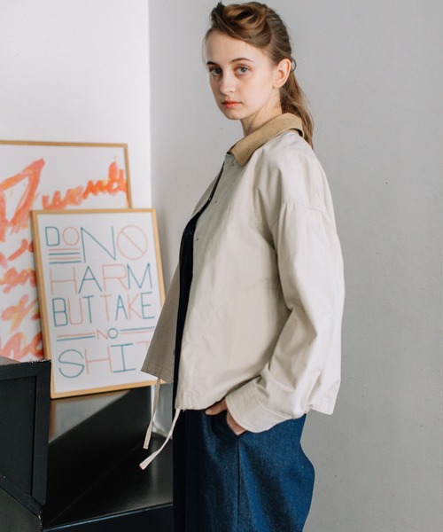 POU DOU DOU（プードゥドゥ）の「配色衿カバーオール（カバーオール・レディース・ブルー/インディゴブルー/キナリ・3）」の6枚目の写真