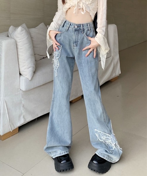 DT♪ 1INDIANA キャンバスフレアパンツ ズボン 関税込 多色展開 DT♪INDIANA キャンバスフレアパンツ ズボン関税込