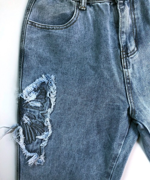 CANVAS+(キャンバスプラス)の「【CANVAS+】バタフライ刺繍フレアデニムパンツ(デニムパンツ・レディース・サックスブルー・L/M/S)」の8枚目の写真