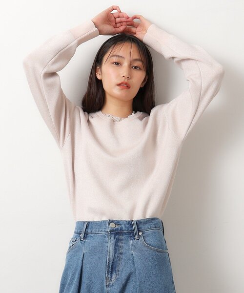 OPAQUE.CLIP（オペークドットクリップ）の「◆シアーフリルネックラメニット【洗濯機洗い可】（ニット/セーター・レディース・ブラック系5/ライトグレー系5/ピンク系1・38/40）」の3枚目の写真