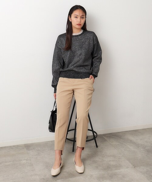 OPAQUE.CLIP（オペークドットクリップ）の「◆シアーフリルネックラメニット【洗濯機洗い可】（ニット/セーター・レディース・ブラック系5/ライトグレー系5/ピンク系1・38/40）」の13枚目の写真