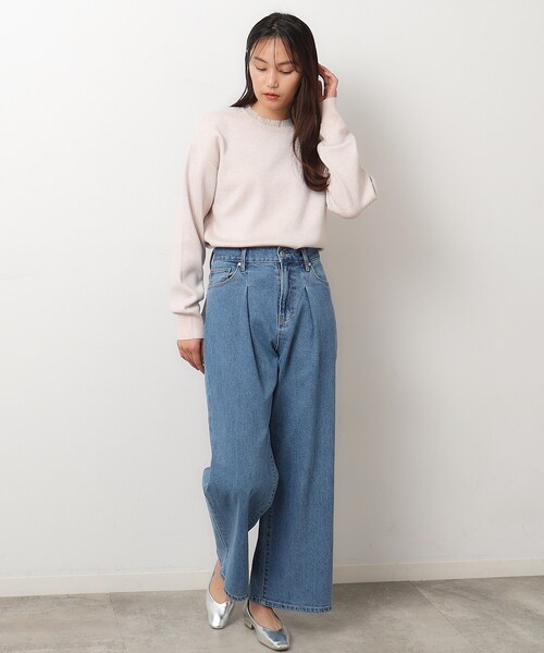 OPAQUE.CLIP（オペークドットクリップ）の「◆シアーフリルネックラメニット【洗濯機洗い可】（ニット/セーター・レディース・ブラック系5/ライトグレー系5/ピンク系1・38/40）」の17枚目の写真