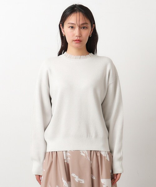 OPAQUE.CLIP（オペークドットクリップ）の「◆シアーフリルネックラメニット【洗濯機洗い可】（ニット/セーター・レディース・ブラック系5/ライトグレー系5/ピンク系1・38/40）」の7枚目の写真