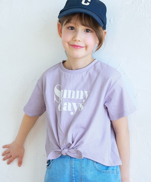coca(coca)(コカ)の「【WEB限定セール】キッズ 裾リボン結びプリントロゴTシャツ(Tシャツ/カットソー・キッズ・ホワイト/チャコール/アイボリー/ラベンダー/C/D/A/B・140/130/120/110/150)」の5枚目の写真