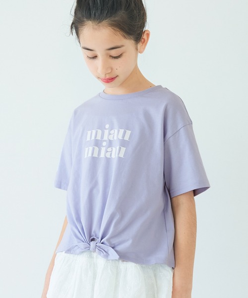 coca(coca)(コカ)の「【WEB限定セール】キッズ 裾リボン結びプリントロゴTシャツ(Tシャツ/カットソー・キッズ・ホワイト/チャコール/アイボリー/ラベンダー/C/D/A/B・140/130/120/110/150)」の7枚目の写真