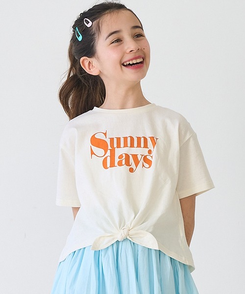 coca(coca)(コカ)の「【WEB限定セール】キッズ 裾リボン結びプリントロゴTシャツ(Tシャツ/カットソー・キッズ・ホワイト/チャコール/アイボリー/ラベンダー/C/D/A/B・140/130/120/110/150)」の3枚目の写真